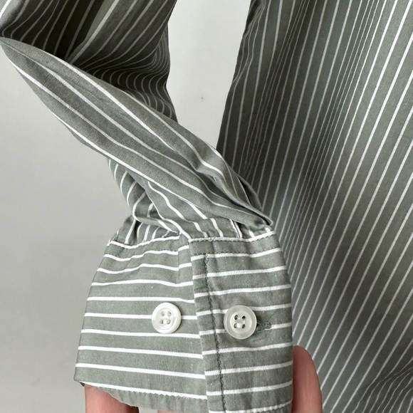 "THE BIG SHIRT" GAP GREEN STRIPED COTTON BUTTON DOWN Relaxed Fit Preppy- XS - Picture 6 of 9